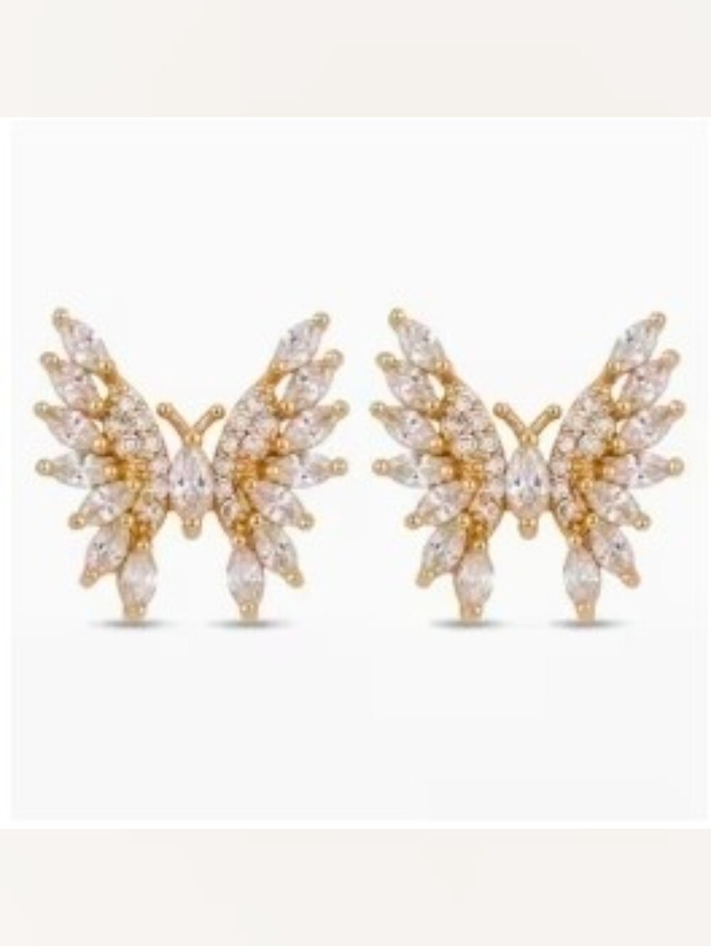 $8 Each Or Bundle 5/$20 Gold Butterfly Crystal Stud Earrings